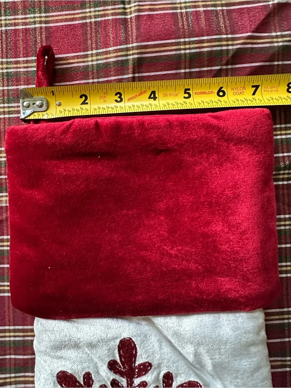 Holiday Snowflake Velvet Stockings - Red & Gray